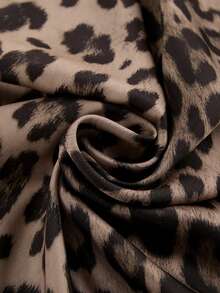 Falda lápiz de talle alto con cremallera y estampado de leopardo en forma de cola de pez Faldas de Mujer - Negro - Ver 8