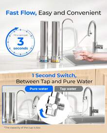 [Silver Ion] Waterdrop Dual-Stage Countertop Water Filter System, Reduces Chlorine, Bad Taste & Odor, Silver Ion Enhanced Filtration, Stainless Steel, WD-CTF-09 (2 Filters) - Dual-Stage - 查看 9