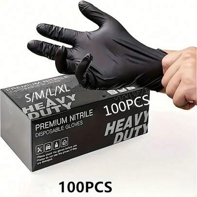 100 szt./opakowanie Wysokiej jakości czarne rękawice nitrylowe jednorazowego użytku, do sprzątania w domu, jednorazowe rękawice czyszczące, odpowiednie do kuchni, zmywania naczyń, sprzątania domu, rękawice o wysokiej wytrzymałości, jednorazowe rękawice nitrylowe