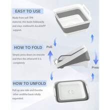 2.4 Gal9L Collapsible Dish Basin, Collapsible Kitchen Sink With Drain, Laundry Tub, Dish Tubs, Camping Sink Foldable, Kitchen Storage Tray For Camping, Vegetable Washing, RV Gray