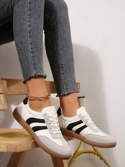 Zapatillas de deporte de caña baja con cordones, zapatos casuales para el campus para adolescentes