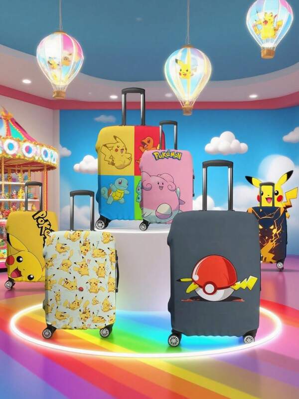 pokemon Housse de protection pour valise, Étui de protection pour valise de taille standard Pokémon, Accessoire de voyage essentiel pour l'extérieur et les vacances, Étui de protection pour bagage épaissi pour l'été, Housse anti-poussière pour valise, Petit cadeau pour fête, Accessoire essentiel de protection des bagages pour la rentrée scolaire, Convient à tous types de valises