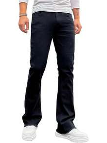 Men's Straight Leg Boot Cut Jeans Stretch Slim Fit Flared Jeans Light Wash Vintage Skinny Denim Pants - 淺藍色 - 查看 8