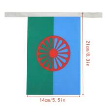 35*59 英寸/1 面旗帜，5.5*8.3 英寸/20 面/20 英尺串旗，罗姆人旗帜，涤纶，单面印刷，适合室内/室外使用 - 非常适合家庭、庭院和花园装饰