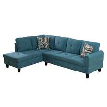 Luxury Teal Blue 3-Piece Plush Fabric Sofa Set With Storage Ottoman | [2 Options]2 Purchase Options: Complete Set With 2 Pillows Or Ottoman Only, Premium Sectional Couch With Solid Wood Frame, Easy Assembly - 綠色 - 查看 6