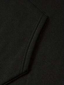Sudadera con capucha de patrón de telaraña geométrica azul marino para hombres - Sudadera casual con fuente en negrita, lavable aáquina, ajuste regular adecuado para primavera y otoño, diseño de estilo urbano, tela cómoda, entusiastas de la ropa urbana - Negro - Ver 5