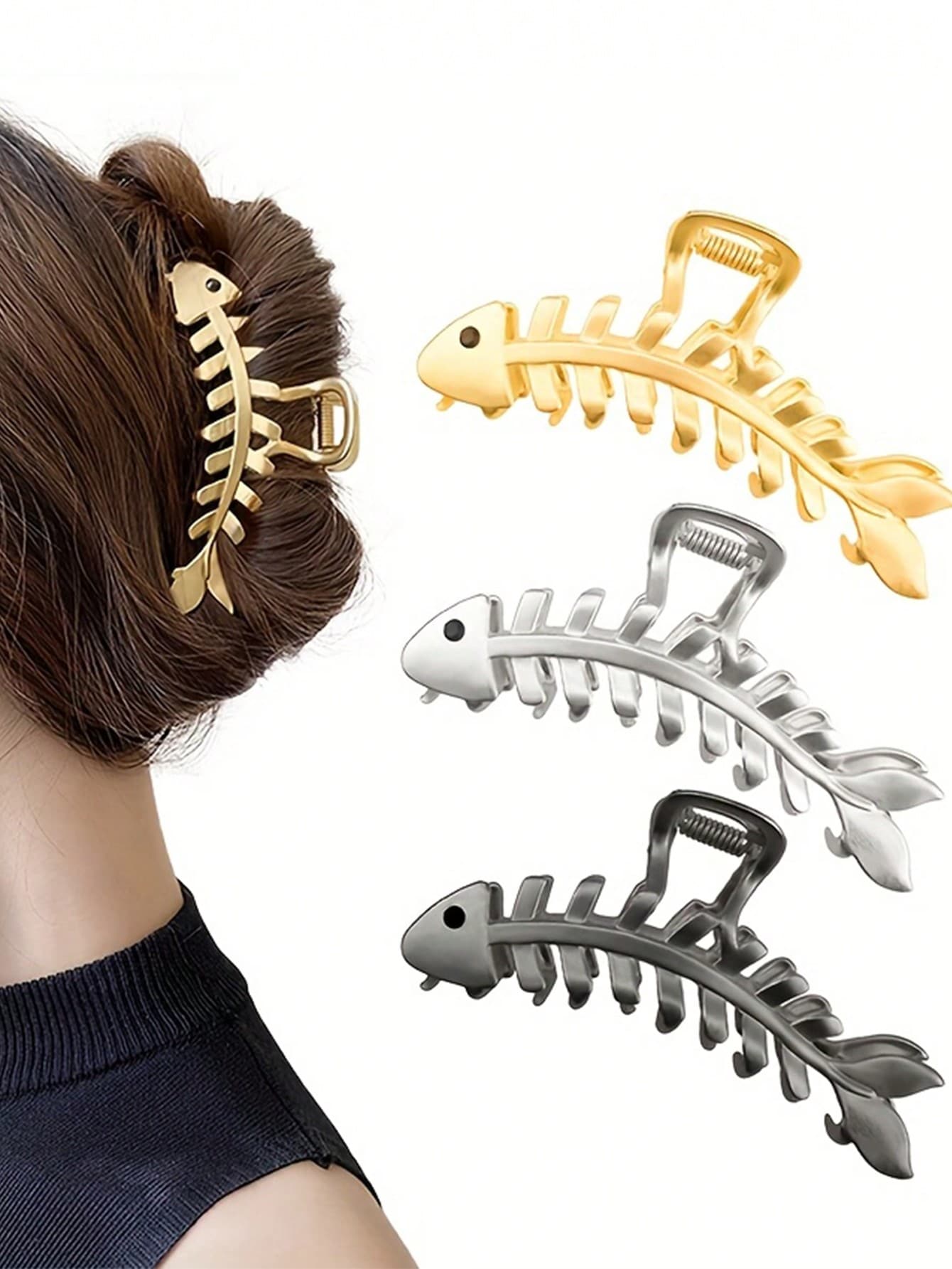 1 chiếc kẹp tóc hình xương cá bằng kim loại thanh lịch, kẹp tóc kiểu càng cua dùng hàng ngày, phụ kiện tóc cao cấp đa năng, món quà tuyệt vời cho Ngày của Mẹ, tựu trường, Lễ Tạ ơn, Năm mới, Ngày Valentine, Lễ hội, đồ dùng học tập, phụ kiện tóc sinh viên, kẹp tóc thời trang mùa thu đông cho trang phục đi nghỉ mát, kẹp tóc mùa hè đi biển, du lịch, sinh nhật. - Bạc - Xem 1
