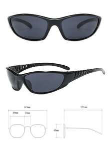 1 Pair Punk Style Sports Fashion Glasses, Y2K Futuristic Technology, Retro Baddie Decorative Glasses, Suitable For Street Photography, Travel, Camping, Cycling, Hiking, Summer Beach Vacation, Outdoor Activities, Back To School Collegiate Accessories - black gray - View 6