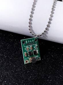1pc Cyberpunk Style Circuit Board Pendant Necklace With Stainless Steel Chain, Suitable For Music Festivals, Parties, And Daily Wear - Multicolor - View 9