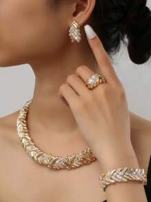 4 Stücke/Set Schmuck Set mit Charmant für Damen Hochzeit Party