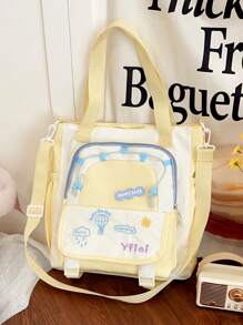 时尚拼色单肩斜挎托特包，大容量百搭女士手提包。拉链开合，内衬设计，适合购物、超市购物和日常使用。可放置智能手机、钱包和化妆品。是时尚中年和年轻女性的理想之选。