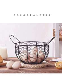 1 pieza Cesta de almacenamiento de hierro - Multiusos para huevos, frutas, patatas y ajo, con ventilación, ideal para la organización de la cocina