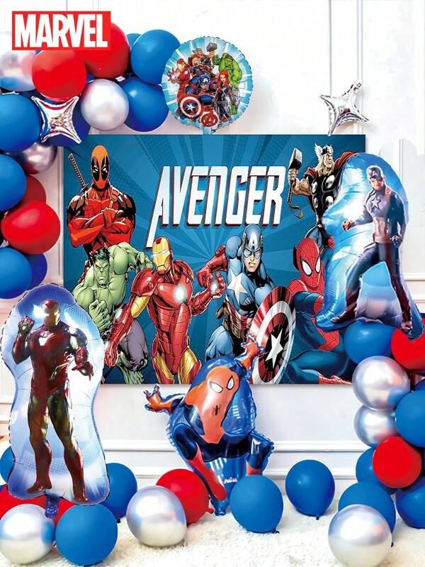 Marvel 50pcs Marvel Officially Licensed Marvel Family Balloon Set Captain America Spider-Man Iron Man Balloon Birthday Party Theme Party Graduation Anniversary Decoration Supplies Friends Family Gifts Photo Background Props