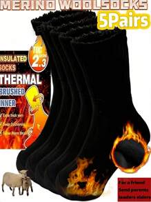 5 Pairs Thick Fleece Lined Ankle Socks, Warm For Autumn/Winter, Suitable For Skiing, Cycling, Outdoor Sports, Great Gift For Christmas, Thanksgiving, New Year