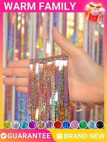 1-4m Chic Rose Gold Tinsel Curtain - Laser Curtain,Luxury Bridal Shower Birthday Party Photo Backdrop With Ceiling Streamer Wall Drape, Ideal For Wedding Anniversary Prom Corporate Festival Rave DJ Ballroom Sweet16 Mardi Gras Graduation Dance LasVegas Theme Christmas NewYear Halloween Decor - Rose Gold - View 7