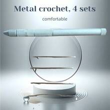 Kit de mango ergonómico de ganchillo de metal, ganchillo de agarre completo, aguja de tejer, con cuatro accesorios de aguja