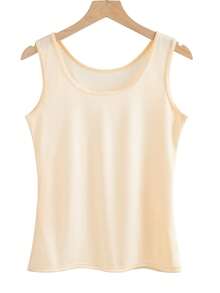 6pcs Women's Plus Size Solid Color Round Neck Casual Versatile Tank Top - Multicolor - View 5