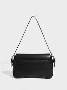 1 件 PU 皮革女士单肩包，勃艮第方形包，多功能漆皮小包，Y2K 坏蛋包，腋下包，时尚斜挎包，配有樱桃吊饰 - 黑色 - 查看 4