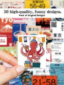 50张日本旅行票贴纸，非常适合作为节日礼物、派对装饰、家居装饰、班级奖励、生日礼物、装饰剪贴簿、笔记本电脑、行李箱、吉他、水杯、手机壳等DIY贴纸。 - 彩色 - 查看 6