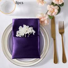8/24pcs Square Satin Dinner Napkins, Silky Soft Smooth Decorative Napkins, Suitable For Restaurant, Wedding, Party, Home, Celebration, Christmas, Thanksgiving, Halloween Decor - Multicolor - View 14