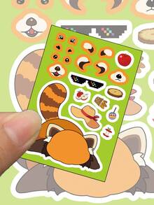 8pcs Cute Animal Face Swap Collage Cartoon Animal Mix And Match Sticker Pattern Single Use For Guitar Skateboard Organizer Backpack Water Bottle Helmet Decoration Perfect For Party Supplies - Multicolor - View 2