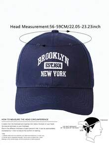DAZY 1pc Navy Blue Oversized Brim Sun-Shading Fashionable Versatile Baseball Cap - Navy Blue - View 3