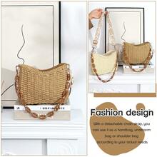 Hand Straw -Woven Small Purse Beach Tote Bag Crossbody Shoulder Handbags Boho Bag Summer Beach Bag For Women - Màu Khaki - Xem 3