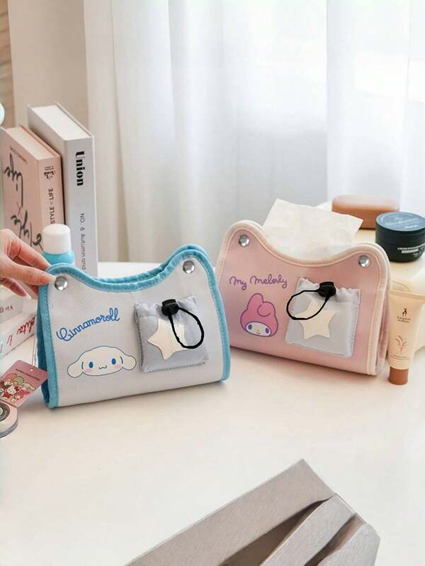 Sanrio 1 pieza Caja de pañuelos multifuncional de dibujos animados Sanrio, grande y con capacidad, ideal para el coche, el dormitorio y la sala de estar
