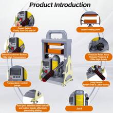 5 Ton Manual Hydraulic Heat Press Machine - 600W Dual Heating Plates For Rosin Extraction, EU Plug