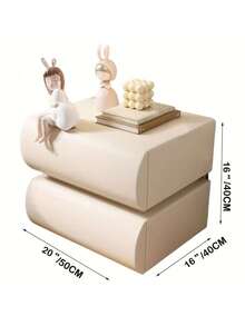 Cream Style Minimalist White Bedside Table, Leather Italian Minimalist Bedroom Solid Wood Bedside Storage Cabinet - 白色 - 查看 11