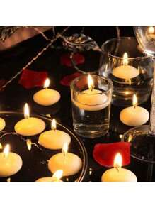 10pcs Colorful Floating Candles, Wedding Reception Hotel Restaurant Birthday Party Decor, Christmas Valentine's Day Romantic Candlelight Dinner Floating Candles