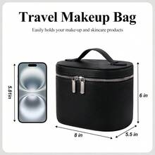 Portable Christmas Gifts Cosmetic Bag - Travel Toiletry Organizer With Compartments & Handle For Women - Black - View 2