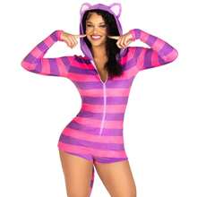 Adult Mouse/Shark/Cat Costume For Women Halloween Rat/Shark/Cat Costume With Hood Women Hooded Zipper Jumpsuit Shorts Cartoon Animal Cosplay - 紫色 - 查看 5