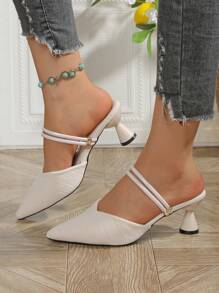 时尚百搭尖头粗跟穆勒鞋，适合春夏季，女神风范