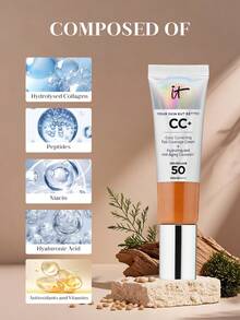 IT Cosmetics CC+霜，SPF 50+，中性浓郁色调，32毫升/1.08盎司 | 多效合一的粉底和护肤 | SPF 50+广谱防晒，有效抵御紫外线损伤 | 蕴含透明质酸、抗氧化剂和肽等保湿成分，令肌肤健康透亮 - Neutral Rich - 查看 4