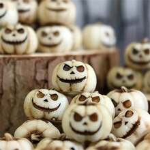 20pcs White Resin Small Pumpkin Decorations, Harvest Joy | Creative Faux Pumpkin Statue Props, Home Garden Bonsai Accessories, Miniature Sculptures, Suitable For Halloween And Thanksgiving Party Decorations. - White - View 5