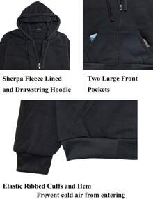 Lined Hoodies For Men Heavyweight Full Zip Up Sweatshirt Thick Fleece Jackets Winter Warm Coats