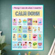 1 张教育性情绪平静策略海报，10 种帮助人们（尤其是儿童和学生）平静情绪、提高注意力的方法，开学季学校用品，教室、咨询室、图书馆、自习室等墙面装饰，无框 - 彩色 - 查看 4
