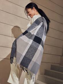 1pc Women's Cashmere Scarf, Air Conditioning Nap Shawl, Soft And Warm, Suitable For Daily Use. Scarf - Grey - View 2