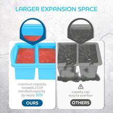 Silicone Freezer Trays With Lid,1-Cup Soup Freezer Container Large Ice Cube Molds With Reinforced Steel Ring Top For Freezing Soup Sauce Broth Leftovers Oven Dishwasher -Safe(2-Pack)-819583 - Blue - View 6