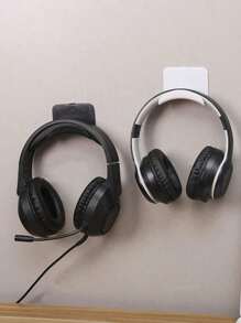 1pc/2pcs Contemporary Wall Mount Utility Hooks, Plastic Headphone Hat Holder, Easy Install, No Drill Desk Underneath Hook For Gaming Headset Display