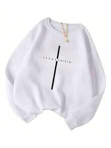 Moletom Blusa Frio Unissex Jesus Cristo Gola Redonda Careca - Branco - Visão 2