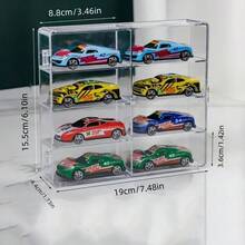 1pc/4pcs Toy Car Model Display Shelf, Transparent Model Storage Shelf, 8-Grid Storage Box Display Cabinet, Car Model Display Box, Can Be Stacked,Valentine's Day Gift,Birthday Gift - Clear - View 4