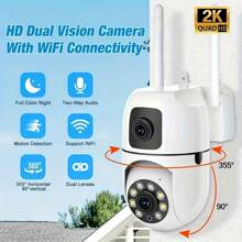 1 件 2K 3MP 双镜头高清智能安全摄像头，360° 旋转 PTZ，彩色夜视，球形设计带运动传感器警报，双向音频，AI 人脸检测录制，远程监控，支持云存储和 TF 卡（不包括），2.4G/5G WiFi，适用于宠物摄像头、婴儿监视器、易于安装的家庭安全摄像头，USB 供电 - 家庭和节日的理想礼物 - 白色 - 查看 3