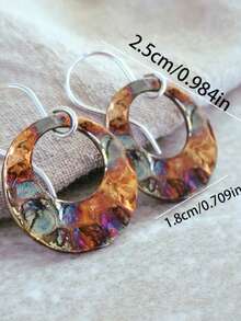 2pcs Elegant Bohemian Wavy Multicolor Copper Alloy Stud Earrings, Suitable For Gifts, Gatherings, Parties