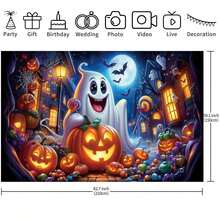 1pc Halloween Party Background Banner - Horror Pumpkin, Ghost, Full Moon, Graveyard, Bat, Spider Background - Multipurpose Indoor And Outdoor Decoration, Photo Background, Scene Decoration, Halloween Party Decoration Props - Multicolor - View 7