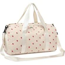 BLUBOON Bolsa de lona para niñas y niños, bonita bolsa de gimnasio con compartimento para zapatos y separación para objetos húmedos, impermeable, para deportes durante la noche - Pana de fresa - Ver 10