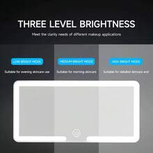 1pc LED Light Makeup Mirror For Car Sun Visors, Rechargeable Makeup Mirror, Adjustable Brightness, 3 Lighting Modes, Touch Screen, Universal For Cars, Trucks And SUV,600mAh