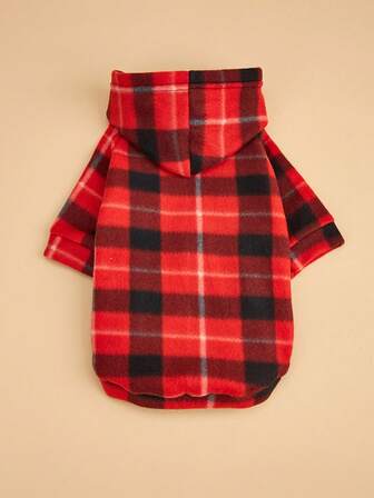 1pc Colorful Plaid Pet Sweatshirt, Warm & Soft Pet Clothing For Cats & Dogs, Comfortable Indoor & Outdoor Wear, Cute Pet Hoodie For Autumn/Winter