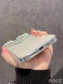 心形新奇防震心形亮片Y2K水晶装饰心形透明手机壳，彩色水晶装饰，防震保护套，兼容 16 Pro Max和15 Pro Max，防水、防震、防刮擦，生日礼物派对庆祝佳品 - 銀色 - 查看 8